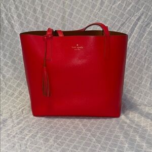 Kate Spade Reversible Red/Tan Leather Tote Bag
